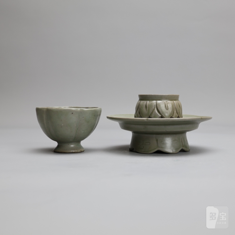 明代 青釉莲瓣纹盏、托 - 图7